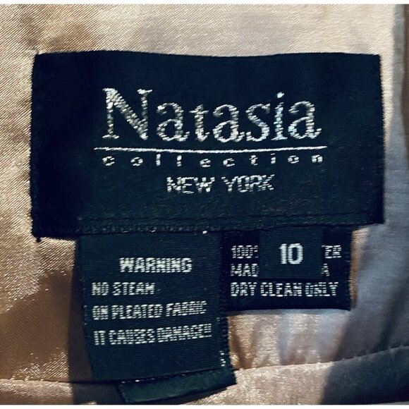 Natasia Collection Jacket Womens 10 Dusty Pink Patterned Satin Beaded Fringe - Picture 5 of 6